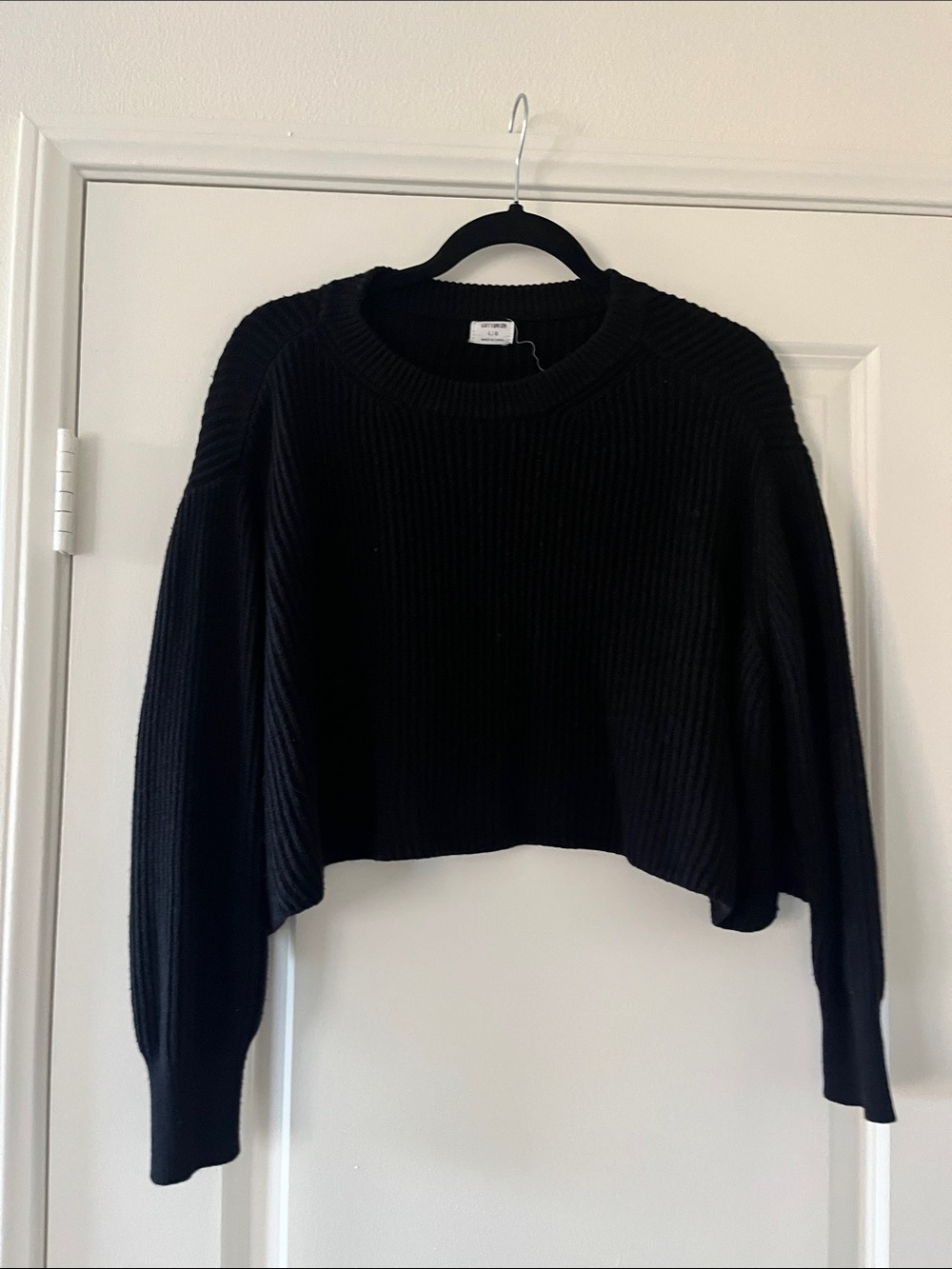 Cotton On Black Ribbed Cropped Crew Neck Sweater